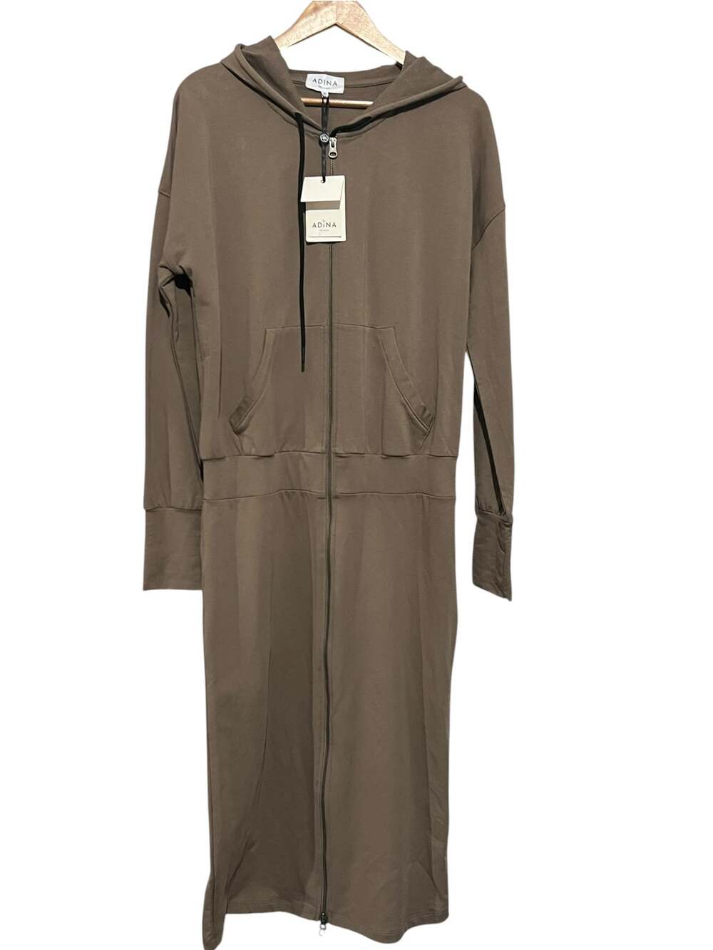 Adina Las Vegas Zip Front Hoodie Dress Taupe XL NWT